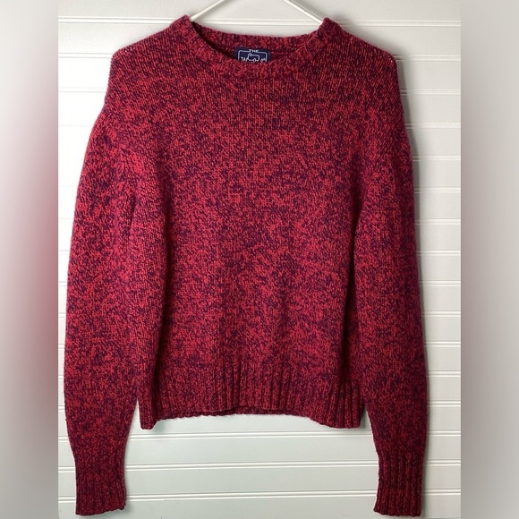 Woolrich Red& Blue Speckled Wool Blend Sweater Size Medium Soft - Picture 1 of 9